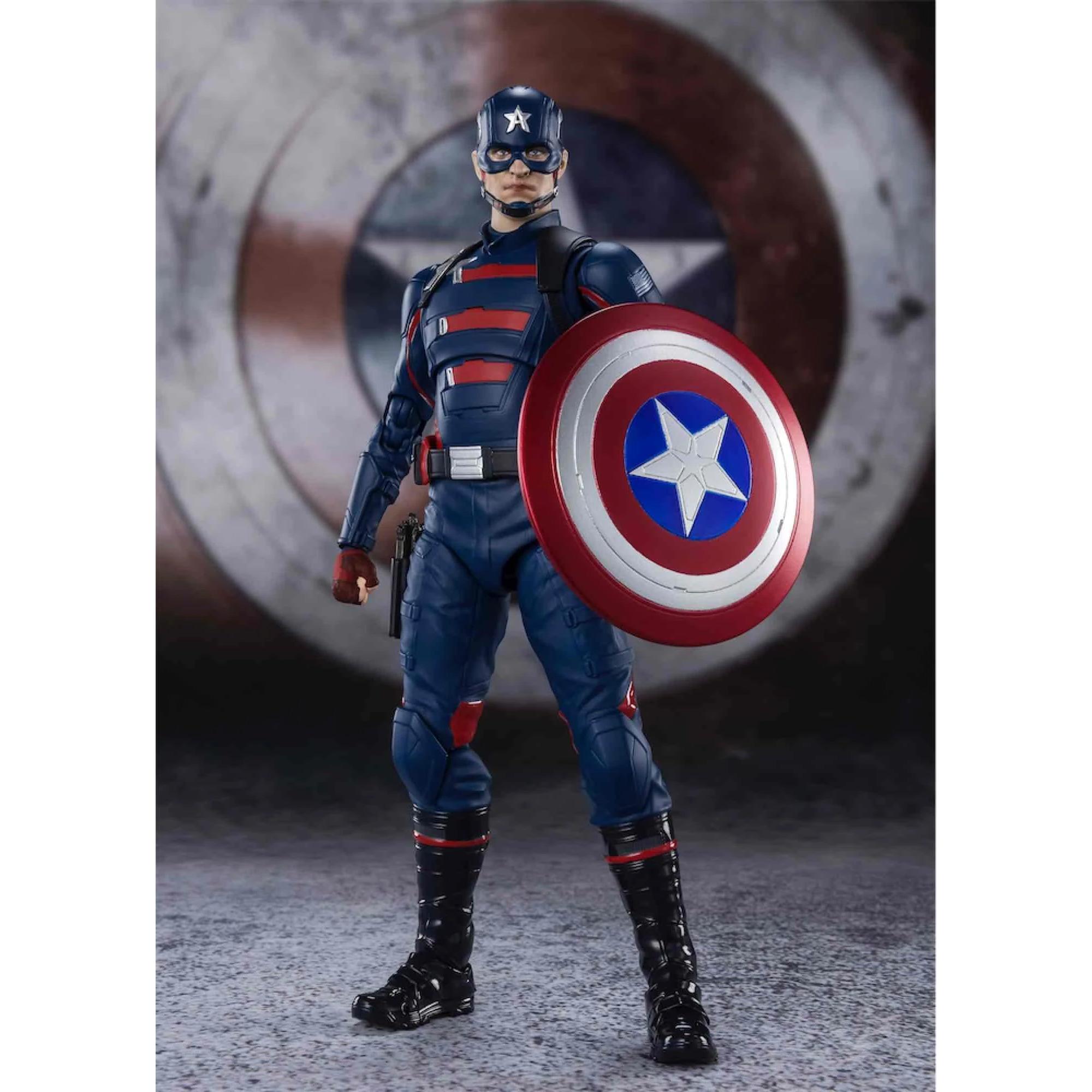 TAMASHII NATIONS - Figura coleccionable Capitán América John Walker MV608758 de Marvel 'The Falcon and The Winter Soldier' con múltiples articulaciones y accesorios para exhibición