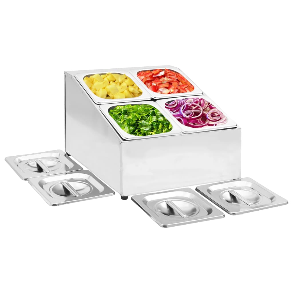 vidaXL Soporte Bandeja Gastronorm con 1/6 Acero Inoxidable Barra Dimensiones 22.5x49.7x21.5 cm (3 bandejas),  40x34x25 cm (4 bandejas),  22.5x66x21.5 cm (4 bandejas) y mas