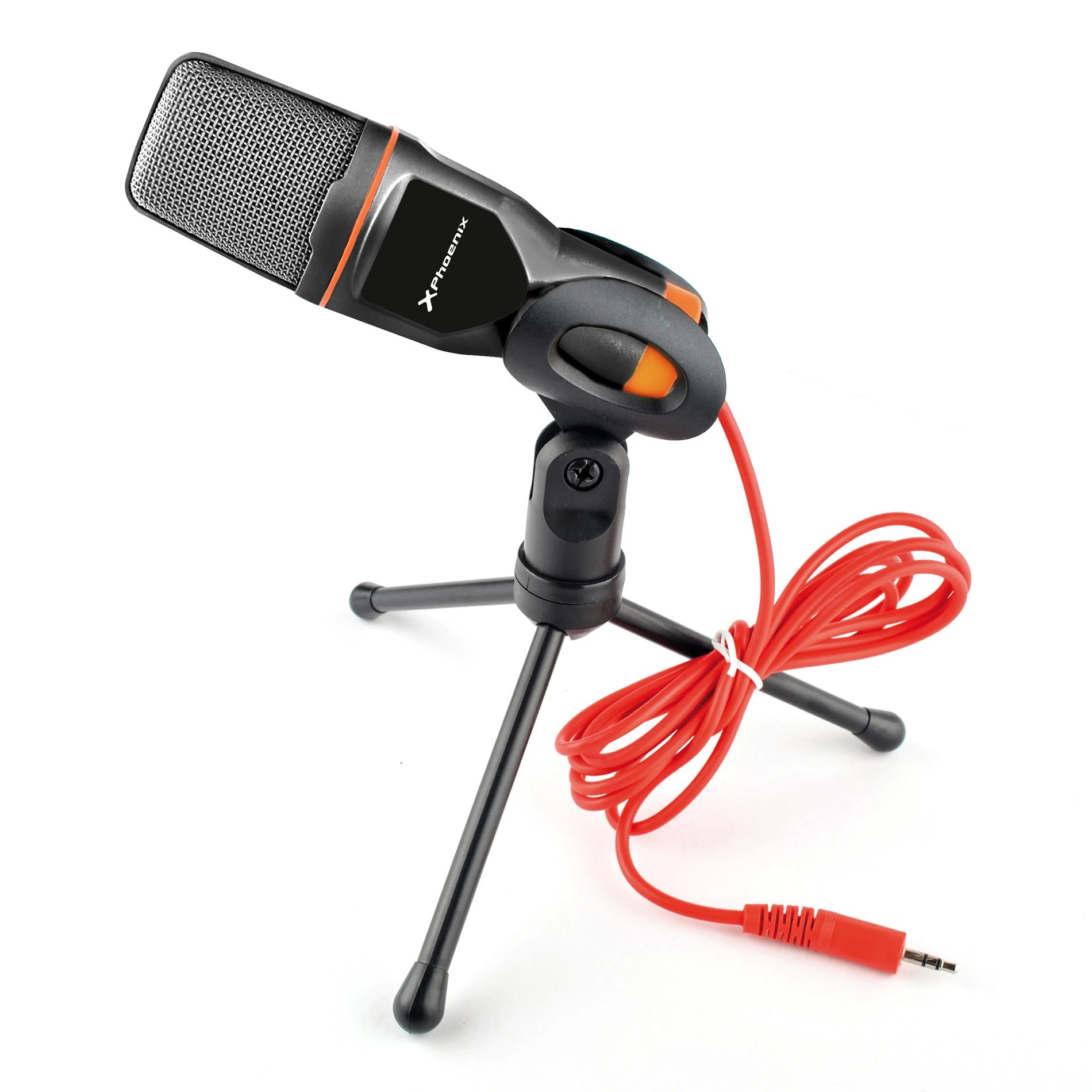 Phoenix - Micrófono PHPODCASTSTUDIO con conexión Jack 3.5 mm para podcasting, grabaciones caseras y conferencias online, patrón omnidireccional y respuesta de frecuencia 100 Hz–16 kHz
