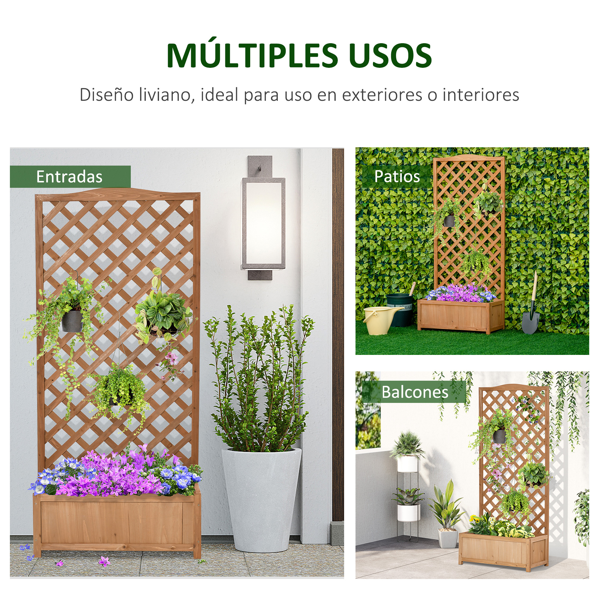 Outsunny Huerto Urbano Elevado de Madera 121x55x117 cm con Cubierta de  Protección Mesa de Jardinera para Cultivo Flores Vegetales en Jardín Terraza  Color Natural : : Jardín