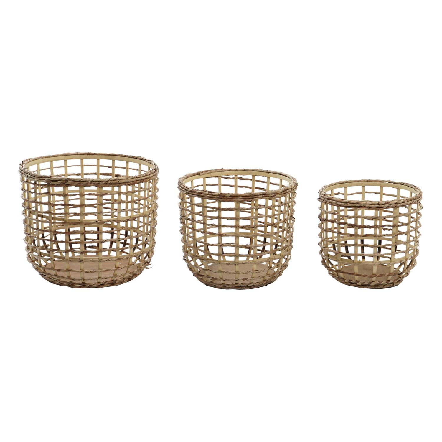 CESTA SET 3 FIBRA MAIZ 39X39X32 NATURAL MARRON DC203084 - EL MEJOR COMPLEMENTO PARA TU HOGAR FIJALO