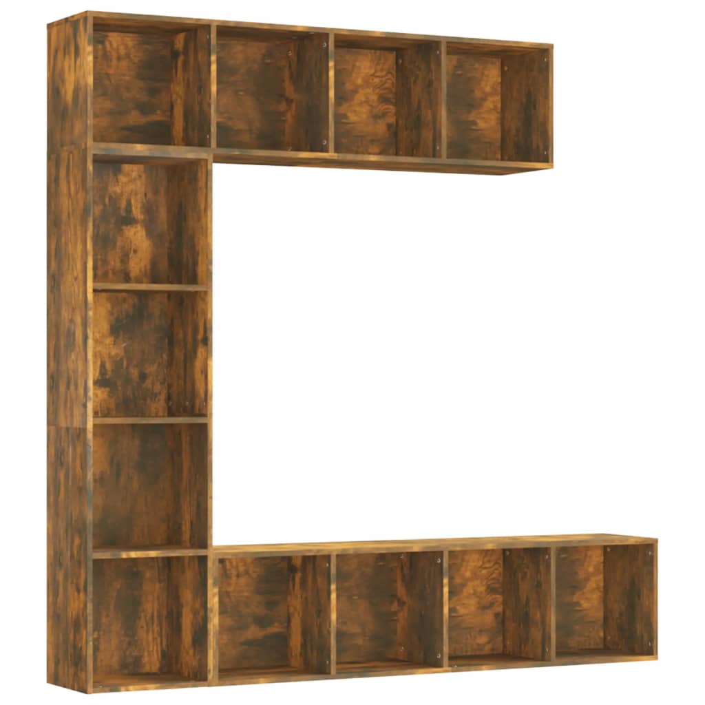 Vidaxl Mueble de TV y Librería 3 Piezas 180x30x180 Cm Blanco