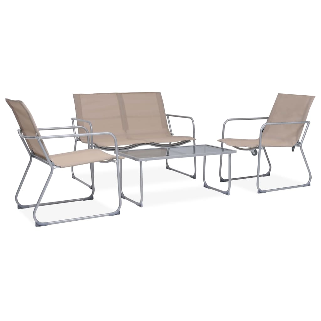 vidaXL Juego de muebles de jardín 4 piezas tela y acero taupe