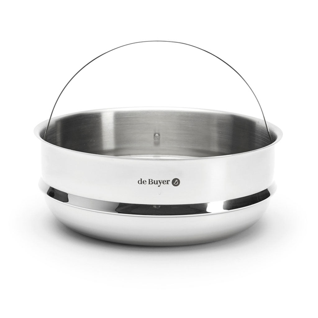 Vaporera de Acero Inoxidable De Buyer, 24 cm, Ideal para Cocinar al Vapor y Colar, Versátil y Duradera