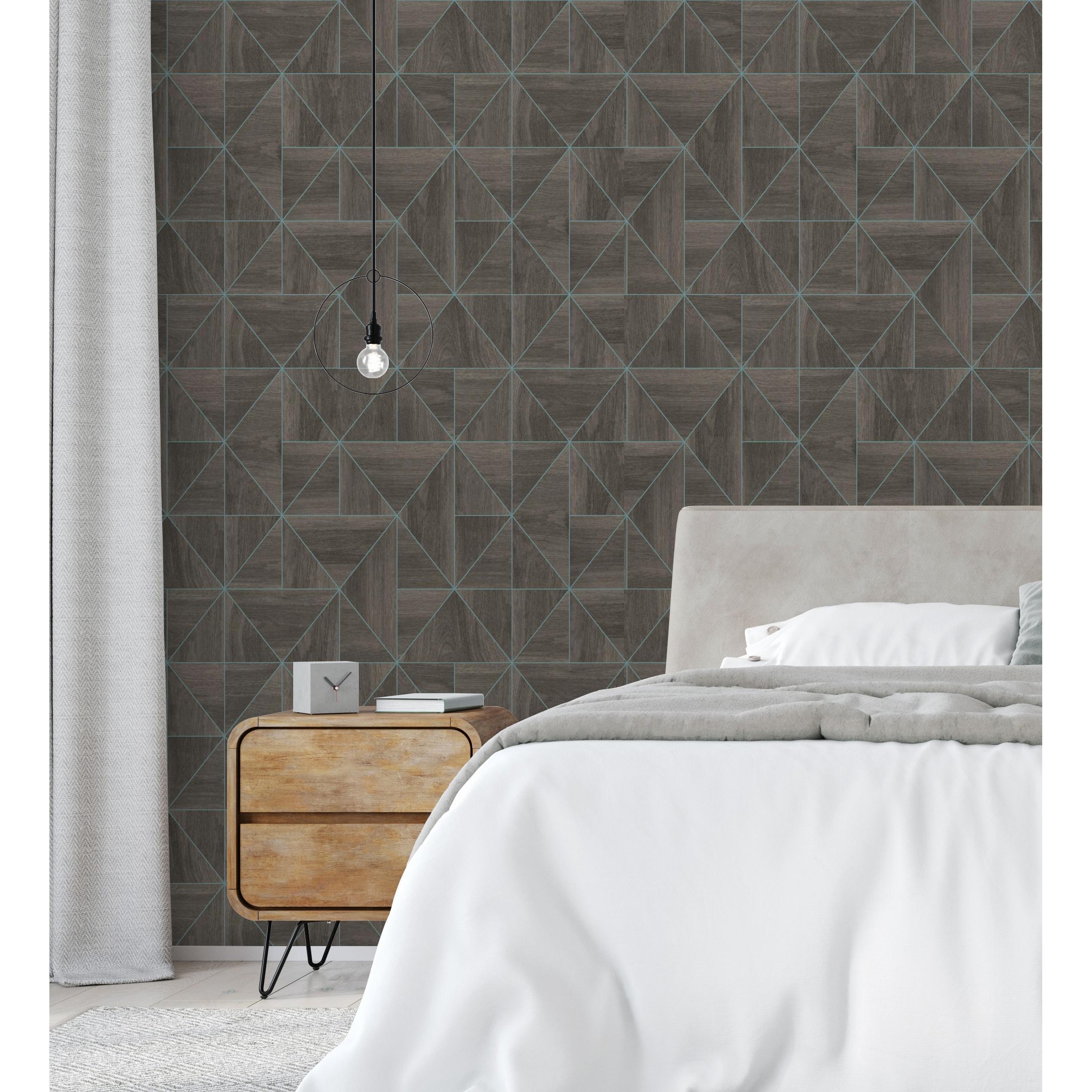 Papel pintado vinílico ecológico geométrico efecto madera art déco en relieve - Royal Lodge 679275 de GAULAN - Rollo de 10 m x 0,53 m