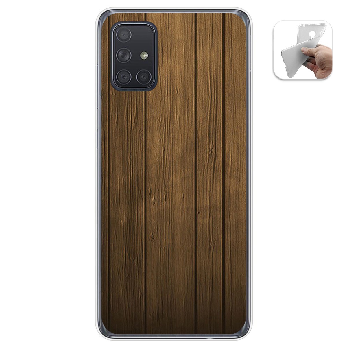 Tumundosmartphone Funda Gel Tpu para Samsung Galaxy A71 5G diseño Madera Dibujos
