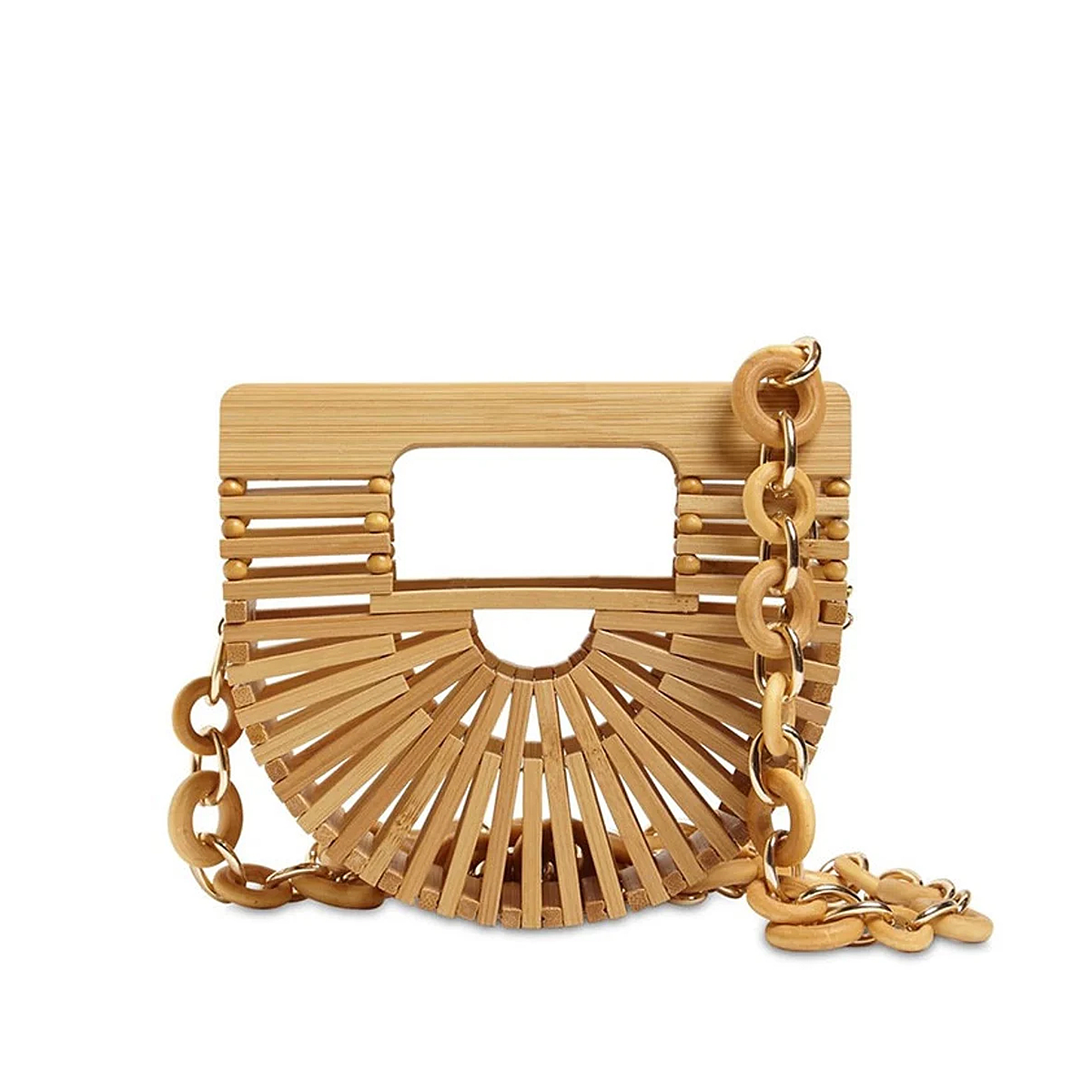 Iria Quintana. Zollino bolso de mano en madera de bambú.