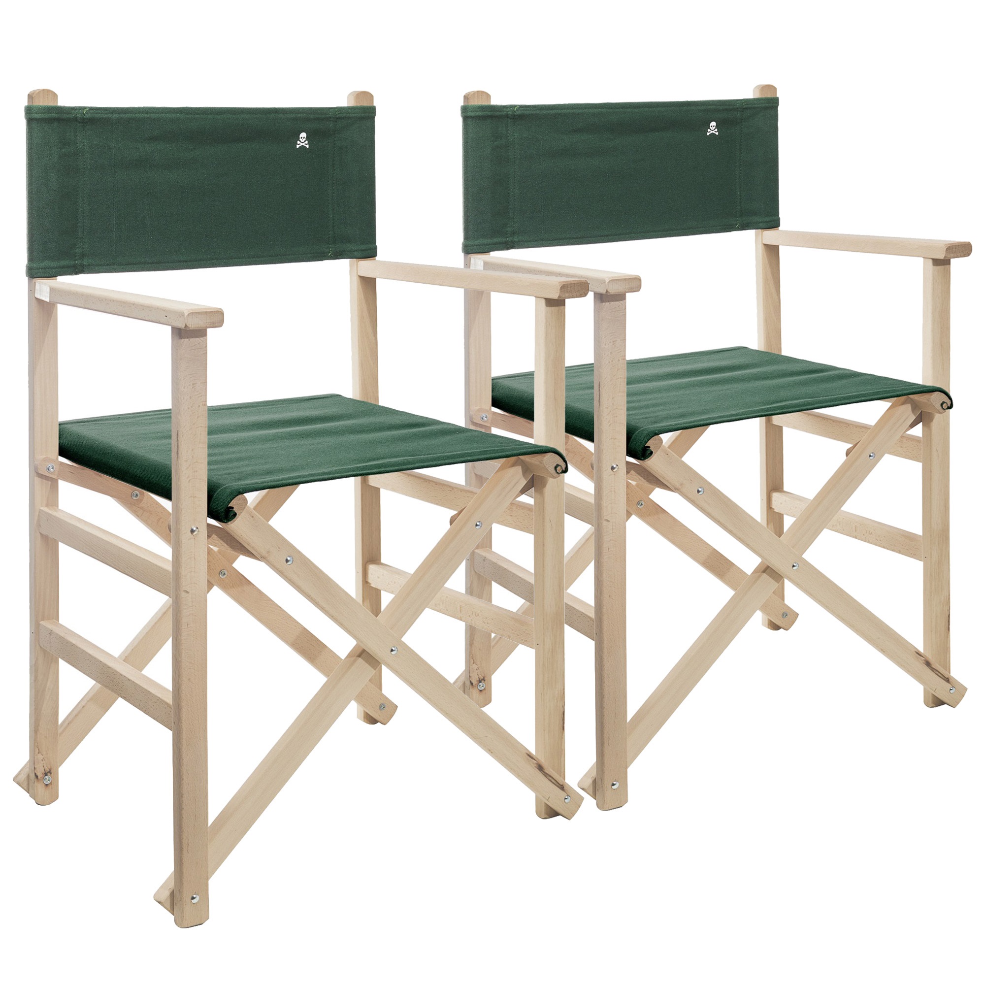 Scalpers Home Set de 2 Sillones Director Plegables en Madera de Haya de Primera Calidad - Sin Barniz - Color Piedra