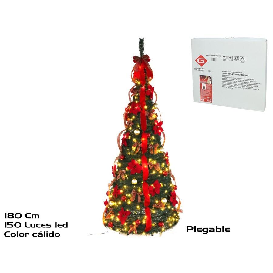 Gerimport Árbol Navidad con cinta y 150 led 75x180 cm