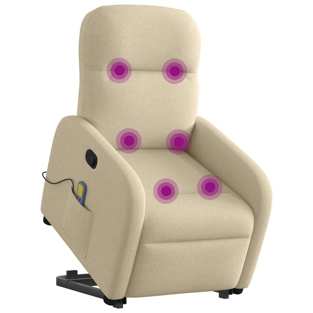 vidaXL Silla de masaje reclinable de pie de tela color crema