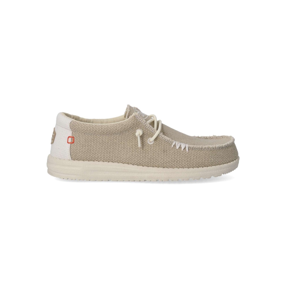 HEY DUDE - Zapato Wallabee de lona con cordones elásticos para hombre, cómodo y transpirable, fabricado con materiales reciclados, suela EVA ultraligera y plantilla acolchada extraíble