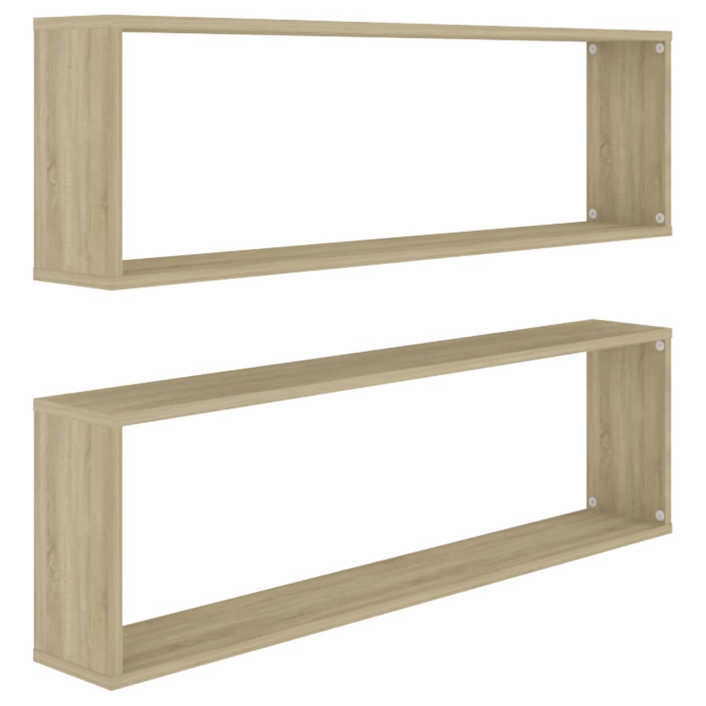 Vidaxl Cubo de Pared 2 Uds Contrachapado 100x15x30 Cm Blanco, Negro, Gris - Almacenaje Estantería Oficina