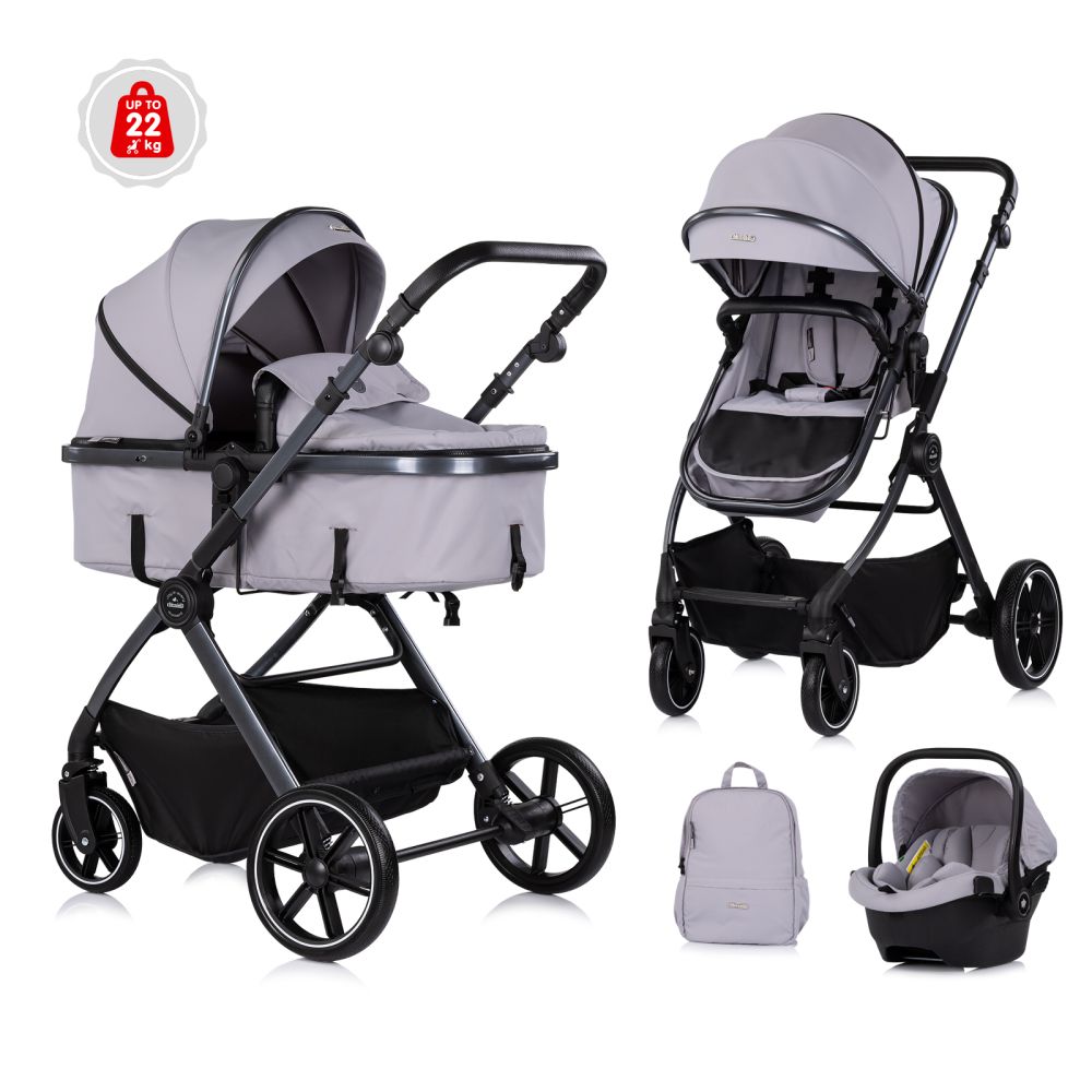 Carrito de Bebé Trío Convertible PEARL Chipolino con Capazo, Silla de Paseo y Silla de Coche Grupo 0+ hasta 22 kg