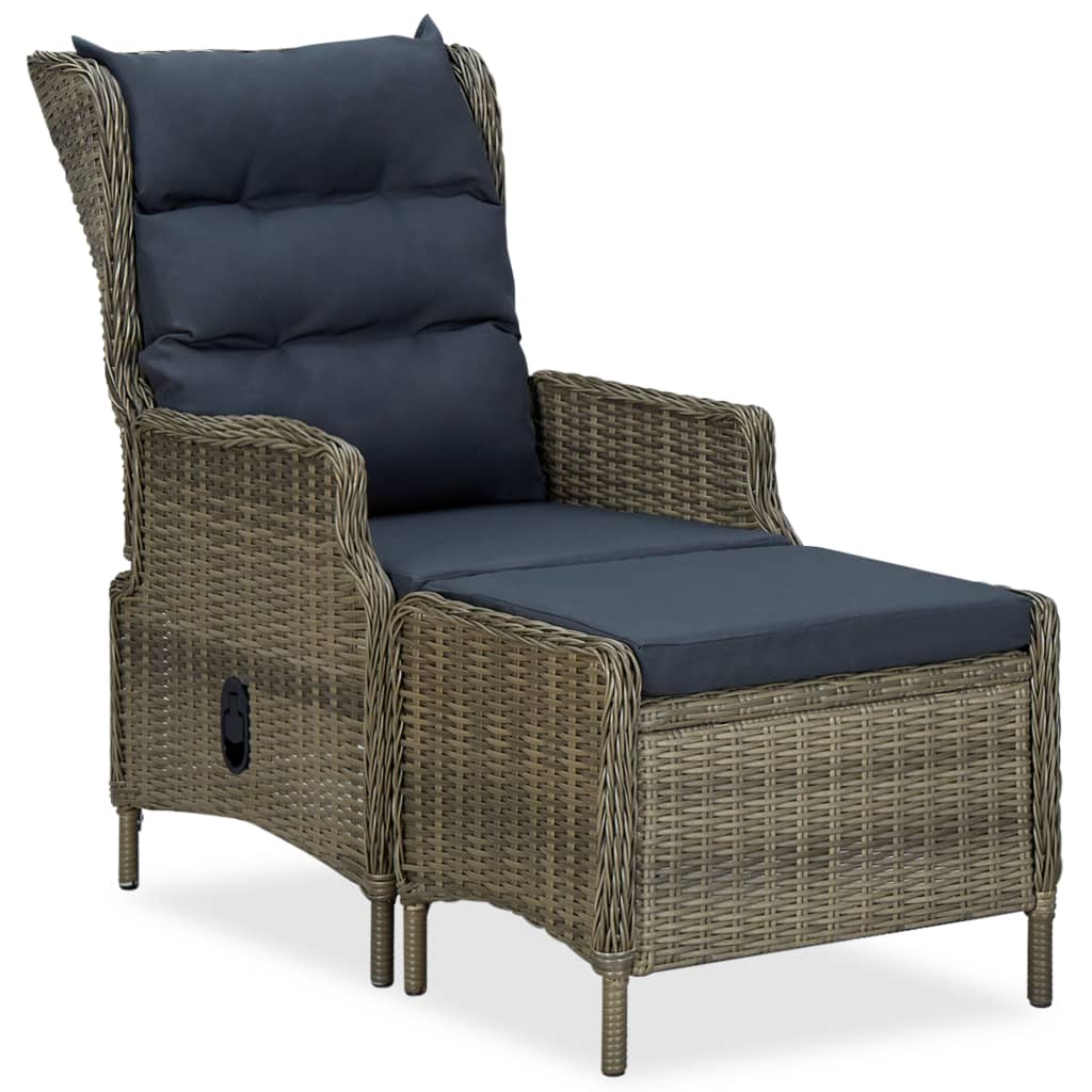 vidaXL Sillón reclinable de jardín cojines ratán sintético
