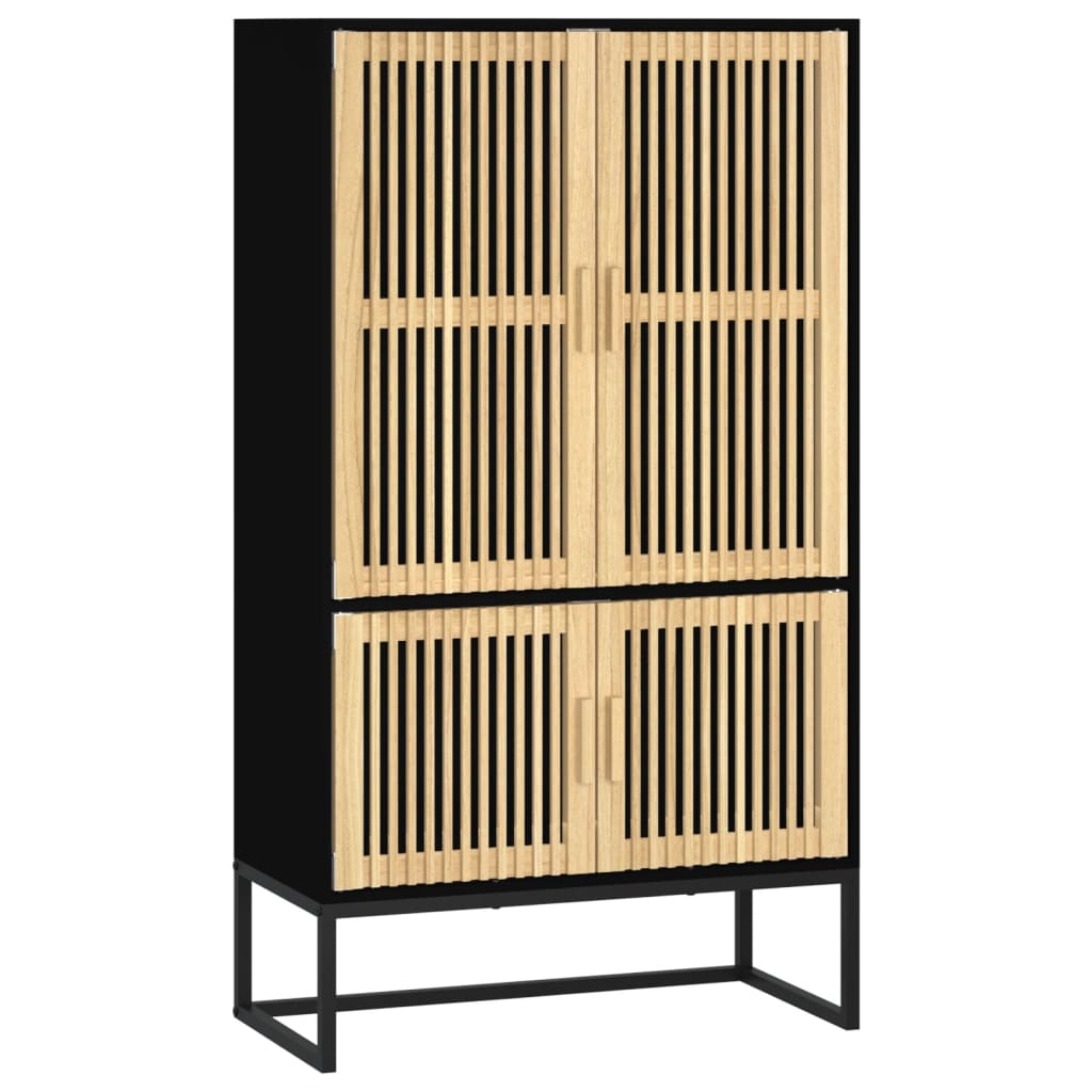 vidaXL Aparador alto madera contrachapada 70x35x125 cm en color Marrón/Negro/Blanco