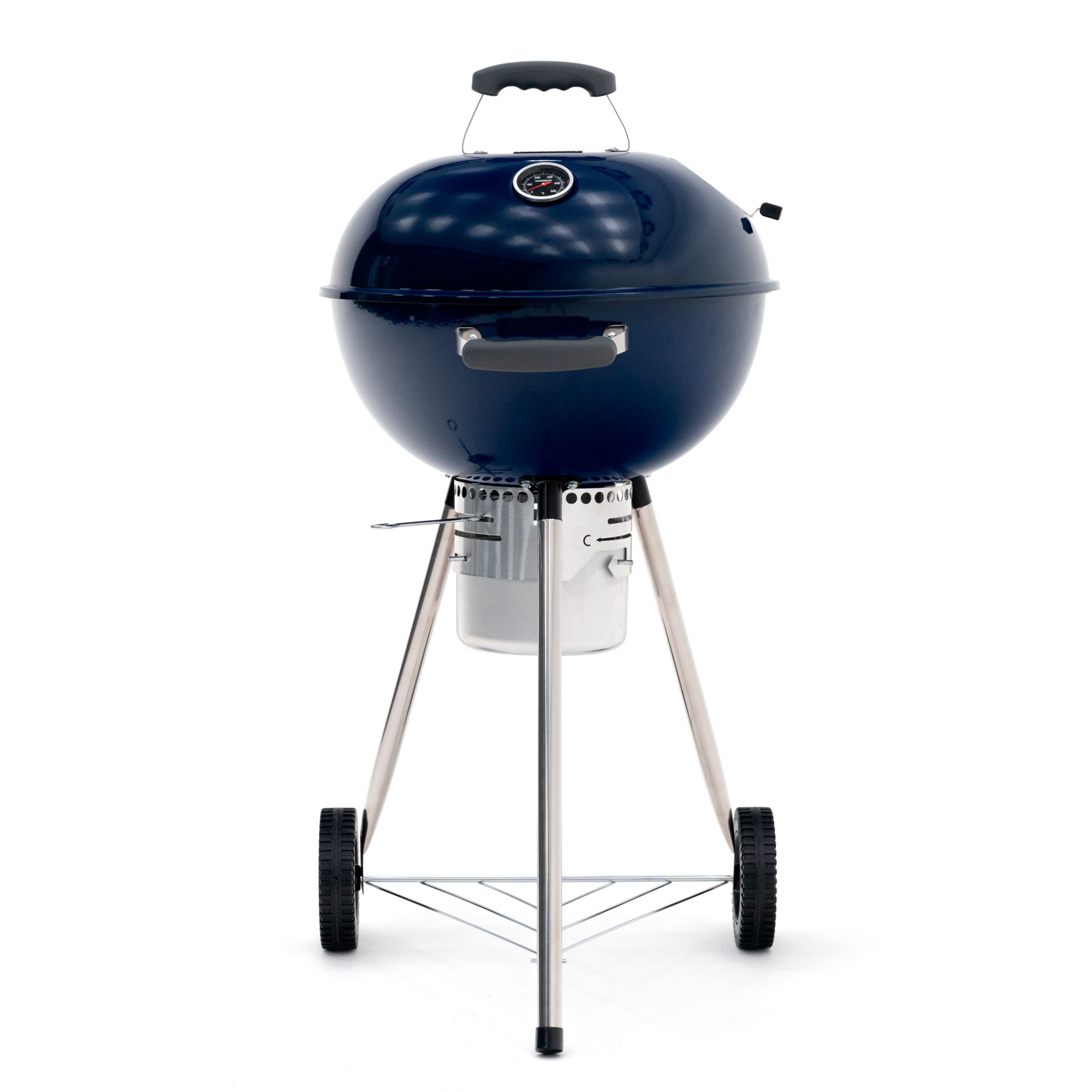 Kekai Barbacoa de Carbón Portátil con Ruedas Kekai Yellowstone 58x47x100 cm Redonda con Tapa y Encendedor Esmaltado en Azul