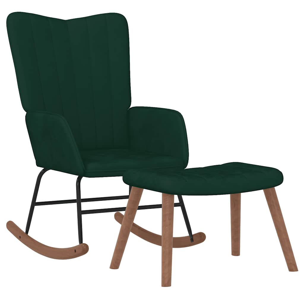 Vidaxl silla mecedora con reposapiés terciopelo Multicolor