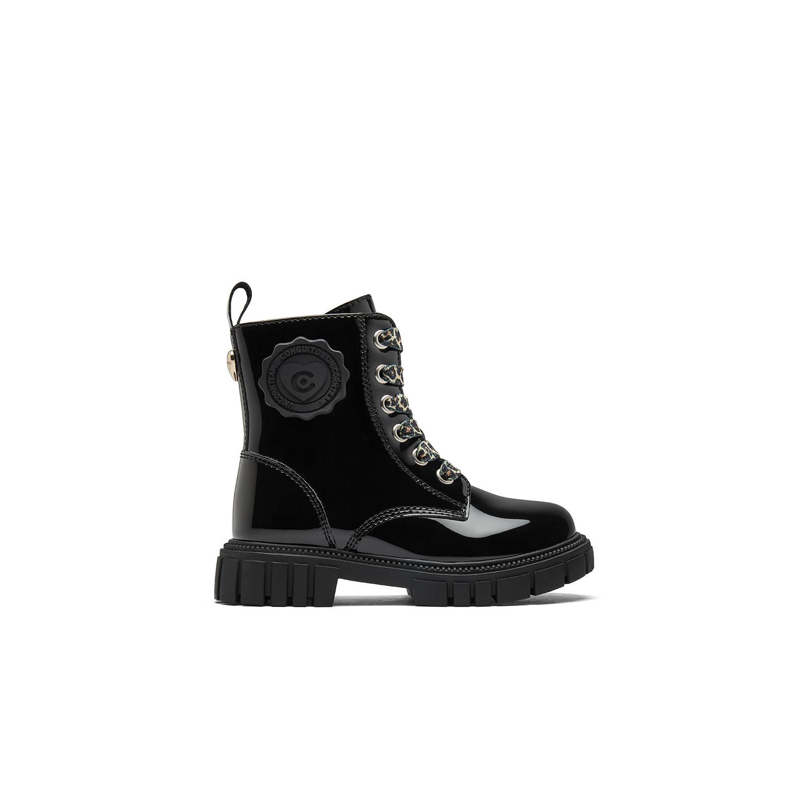 Conguitos - Botas Militares de Niña de Charol en Gris Plomo para Niña