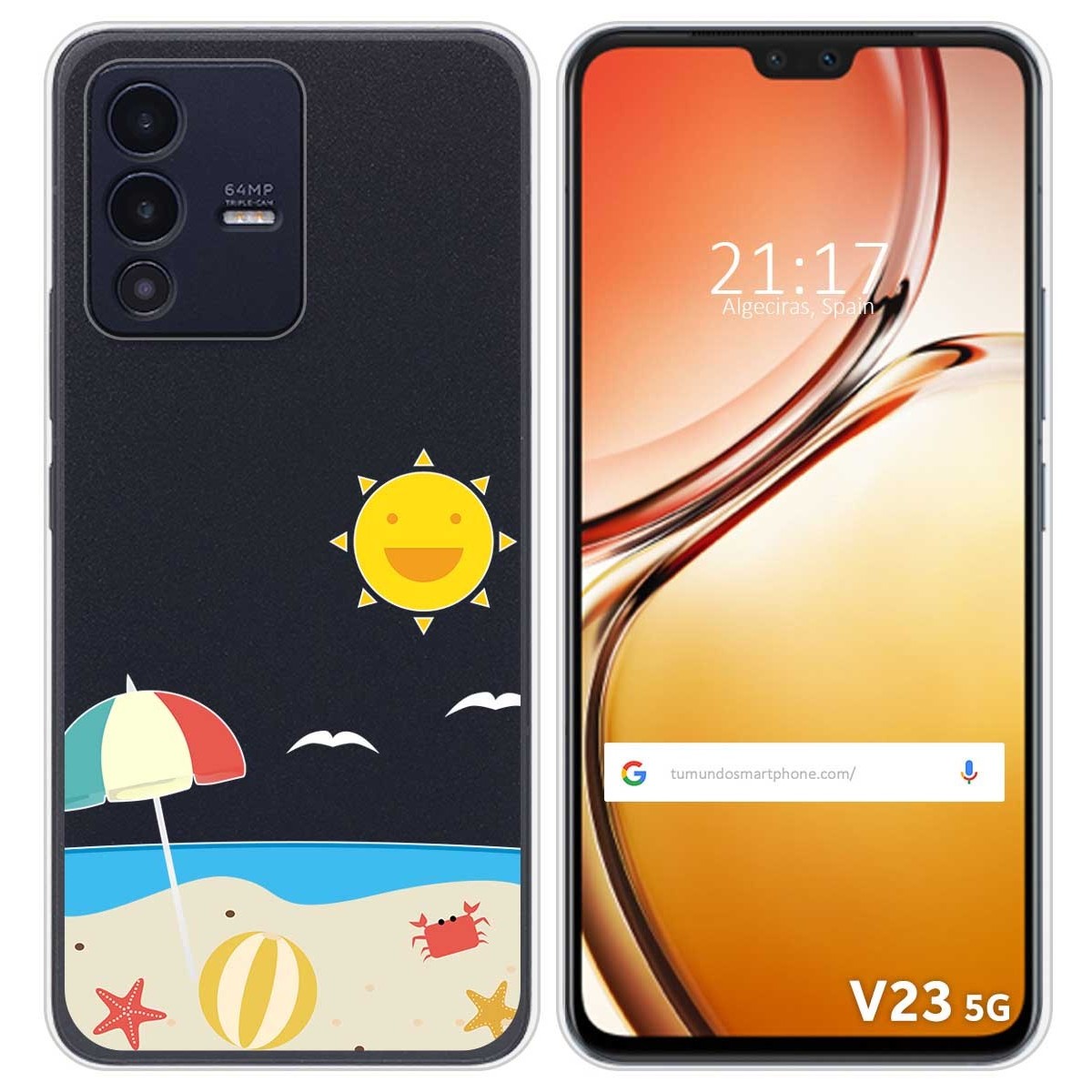 Funda Silicona Transparente para Vivo V23 5G diseño Playa Dibujos