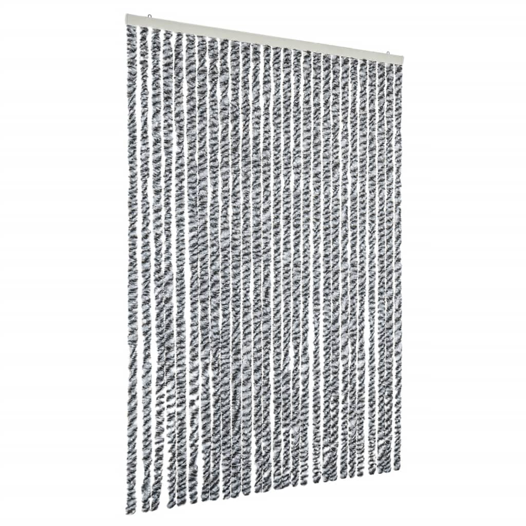 vidaXL Cortina antimoscas chenilla 118x220 cm Color Negro,  Gris y rosa,  Gris y negro y mas