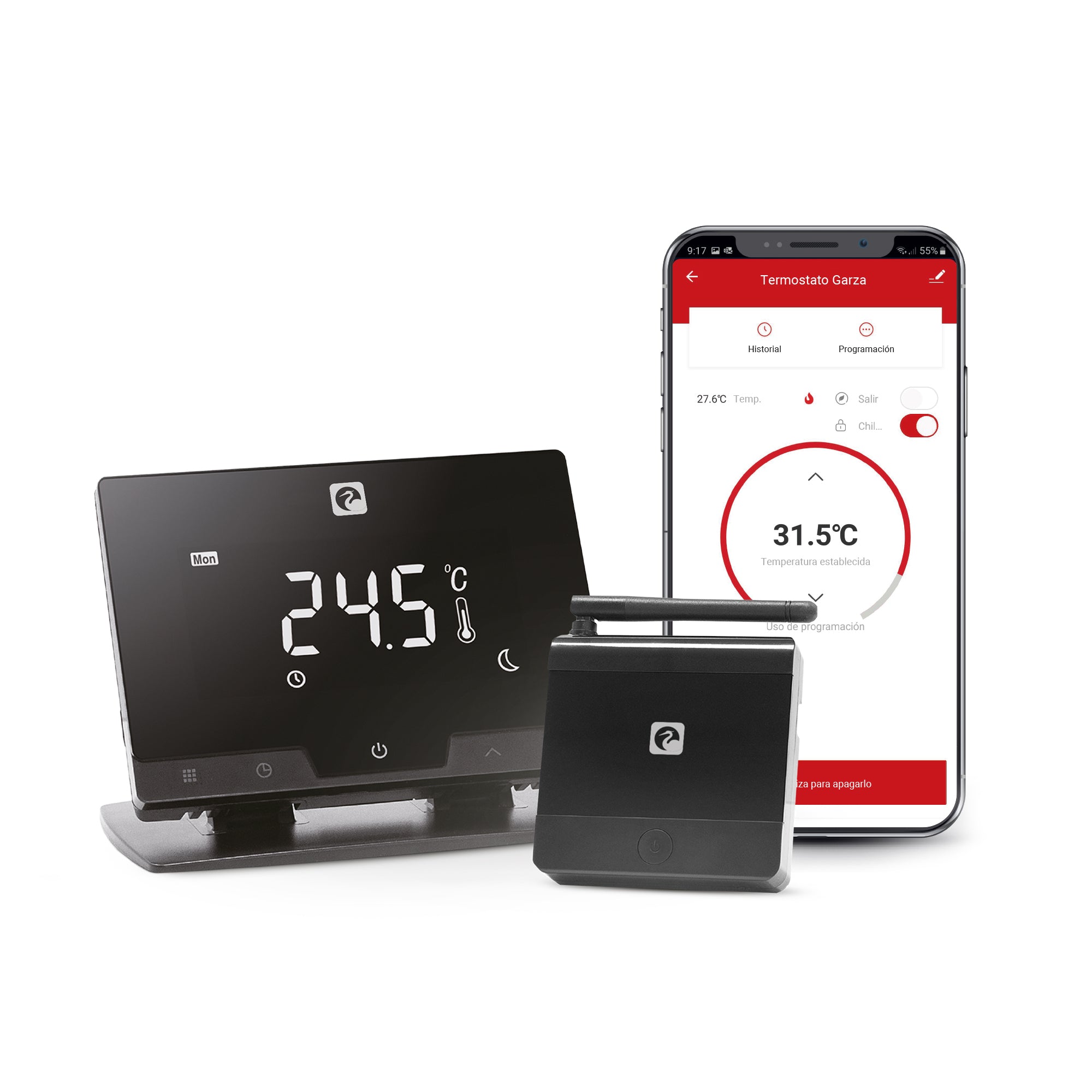 Termostato Smart Wifi Inteligente para Caldera y Cafación, Táctil y Programab, Control Por Voz y App, Axa, Ios, Goog, Android, Negro, talla única