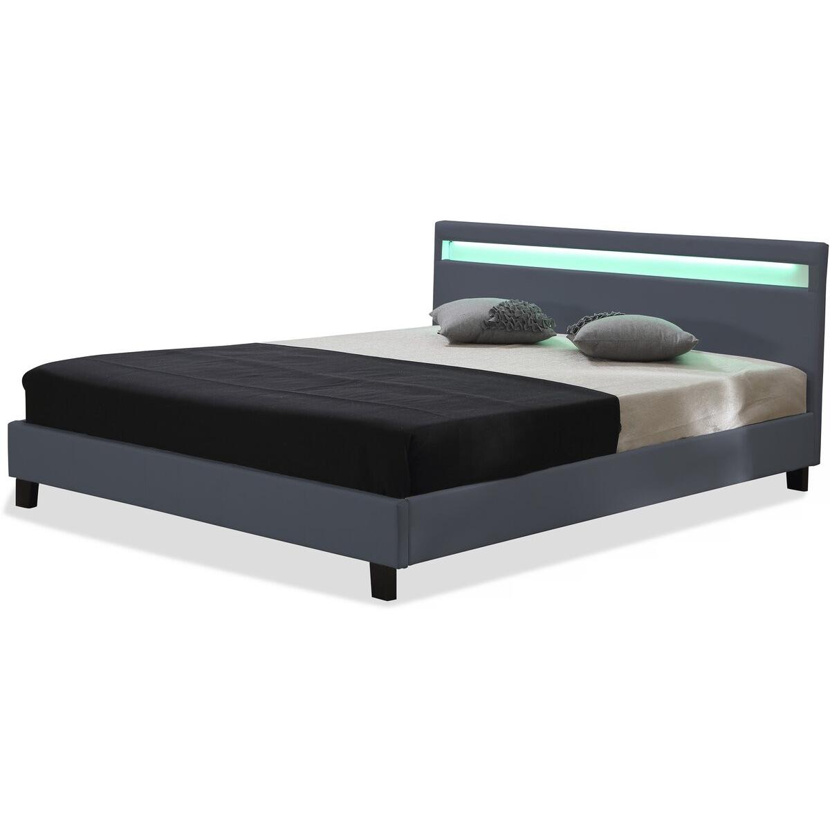 Habitat y Jardin - Cama LED "Maria" - 160 x 200 cm - Gris