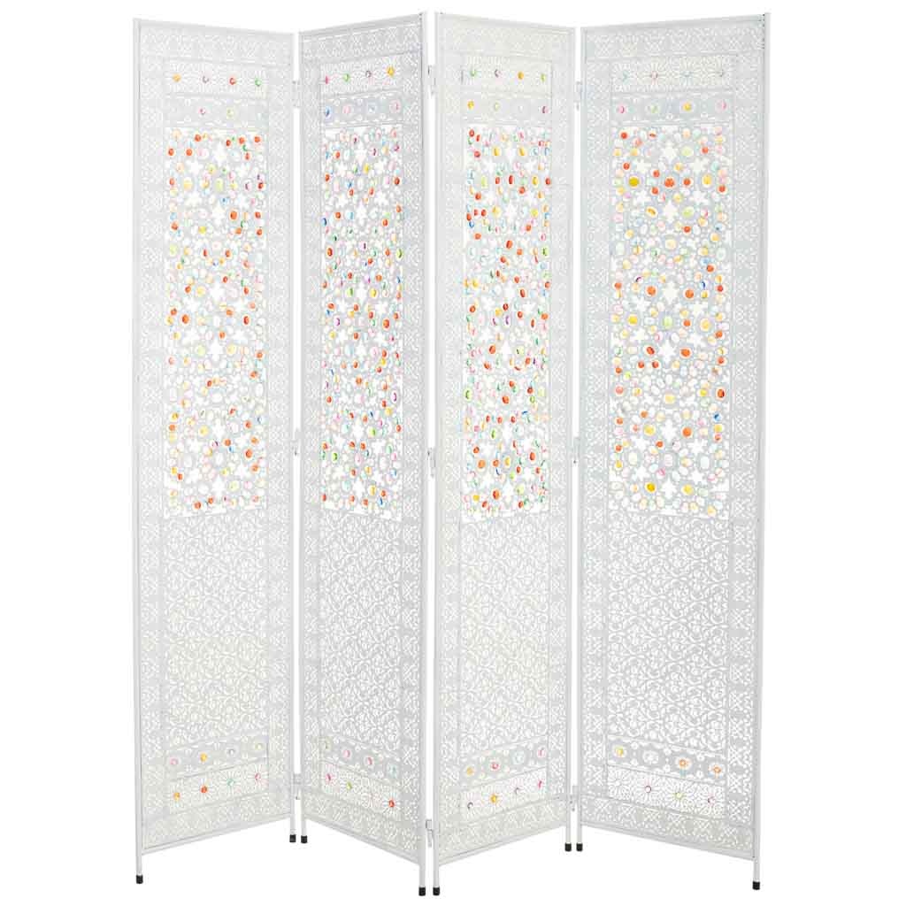 Wonderlust Deco - Biombo de metal blanco y cristal acrilico de colores 160x3x172 Blanco 160x3x172h cm