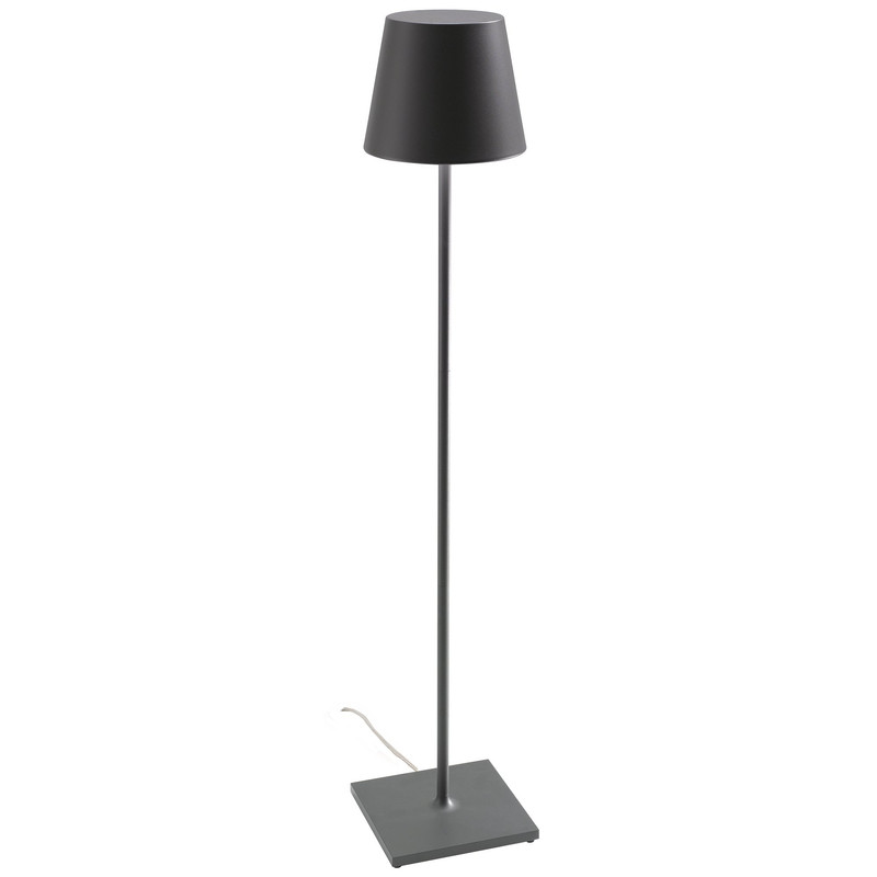Lámpara de pie Poldina gris oscuro con enchufe 230 V, 28 x 150 cm, diseño moderno en aluminio.