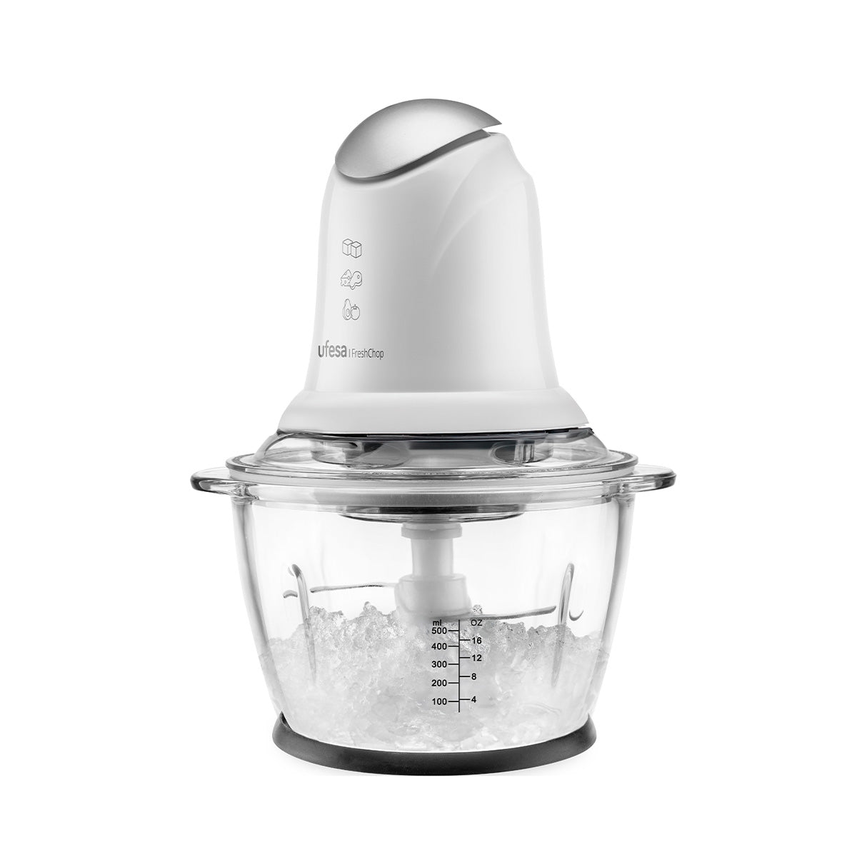Ufesa - Picadora Freshchop 500W con doble cuchilla de acero inoxidable y jarra de cristal de 1,2 L para picar ingredientes rápidamente en la cocina