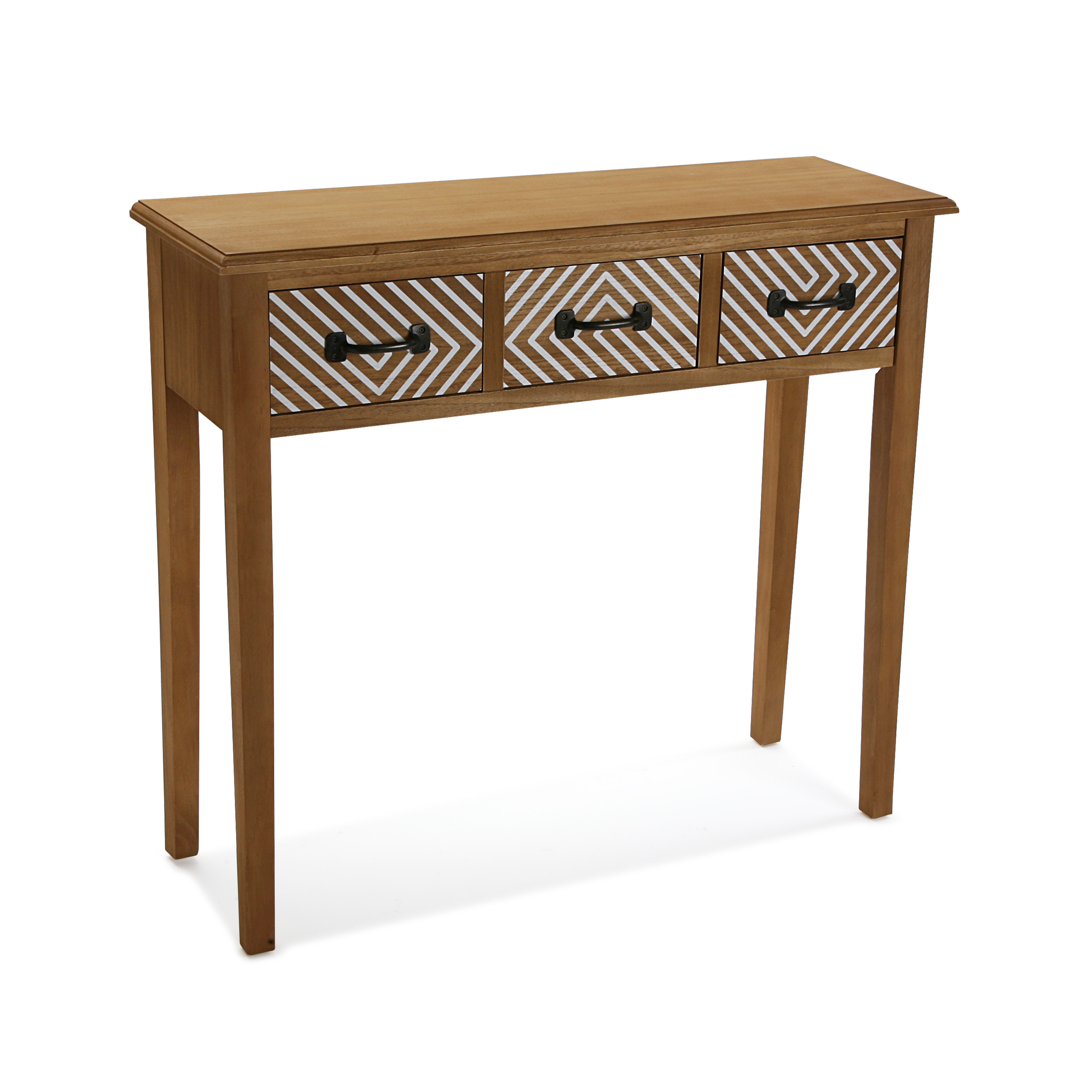 Versa Severn Mueble Recibidor Estrecho para la Entrada o el Pasillo, Mesa Consola, con 3 cajones, Medidas (Al x L x An) 80 x 30 x 90,5 cm, Madera, Color Marrón