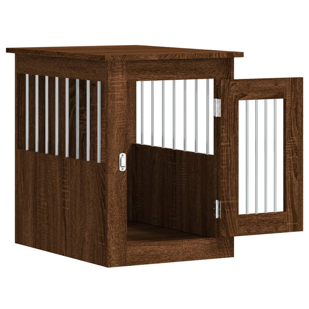vidaXL Jaula para Perros Caseta Perrera Refugio Madera de Ingeniería Color Negro,  Marrón roble,  Roble Sonoma y mas