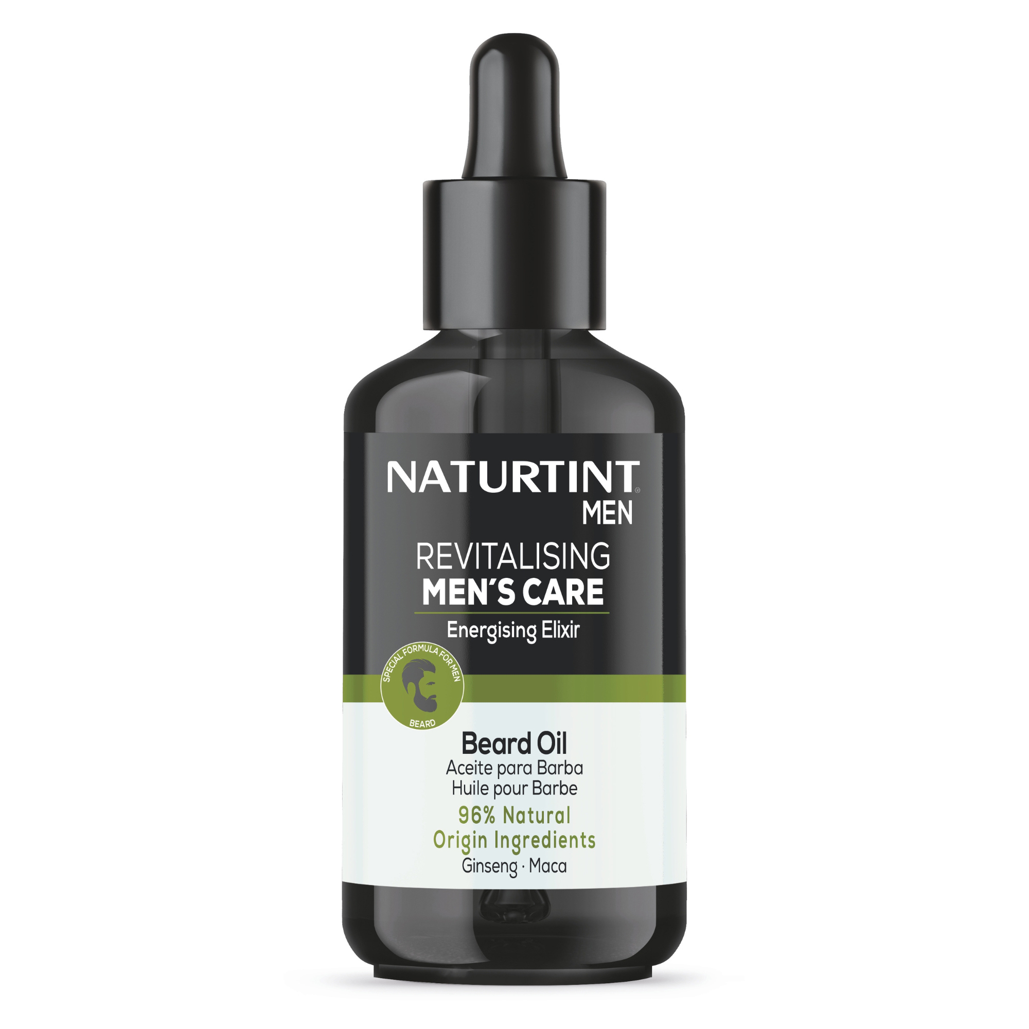 Naturtint Men Aceite para Barba | Repara, Fortalece e Hidrata la Barba | 96% Ingredientes Naturales | Con Ginseng y Maca | 50 ml
