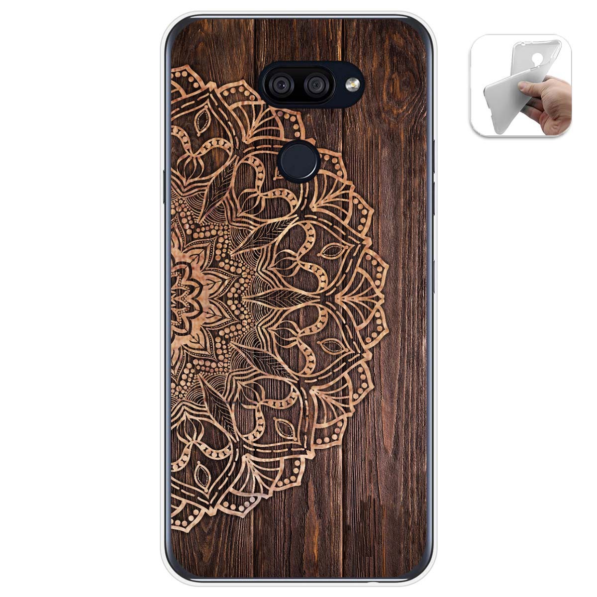 Tumundosmartphone Funda Gel Tpu para Lg K40S diseño Madera 06 Dibujos
