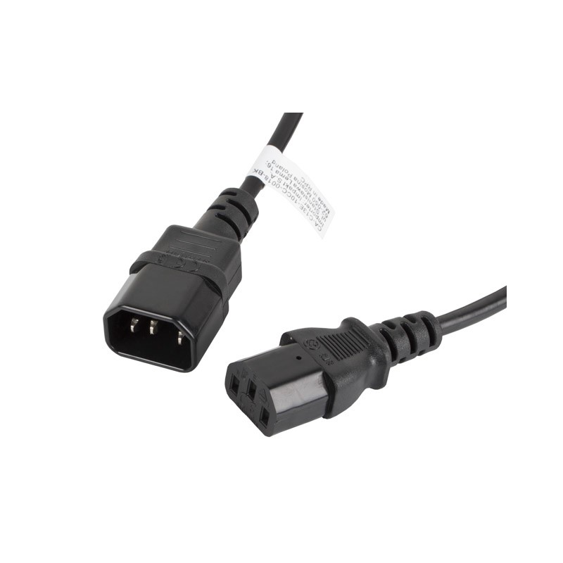 Lanberg - CA-C13E-10CC-0018-BK cable de transmisión Negro 1,8 m C13 acoplador C14 acoplador CA-C13E-10CC-0018-BK