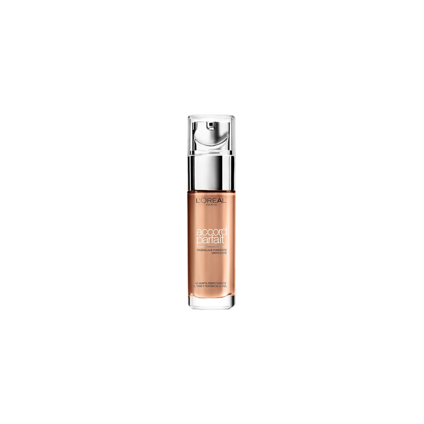 L'Oréal Paris - Maquillaje fluido Accord Perfect para rostro, textura micro-fina fundente con 3 aceites ligeros no grasos, ideal para piel normal y mixta, base maquillaje mujer de cobertura natural y duradera