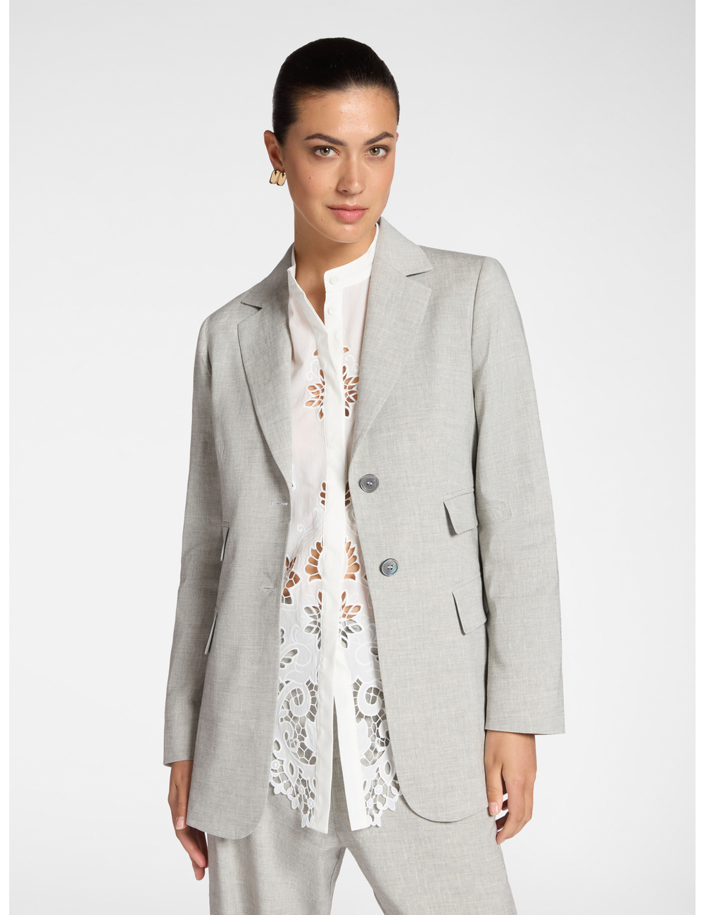 Elena Mirò - Blazer de mezcla de lino con botonadura sencilla