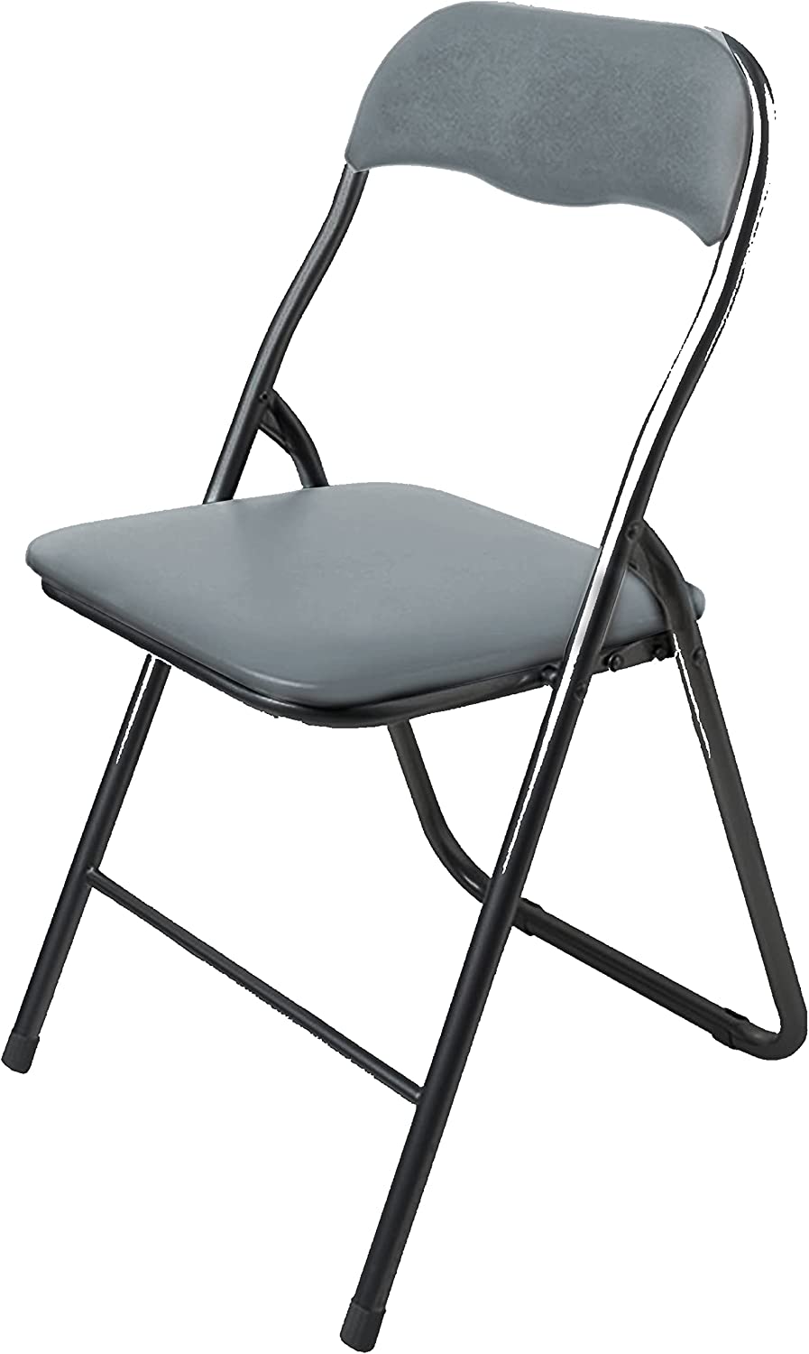 Paquete de 4 sillas plegables de plástico blanco, cómodas sillas plegables  de resina, sillas de comedor ligeras con asientos acolchados de PVC para
