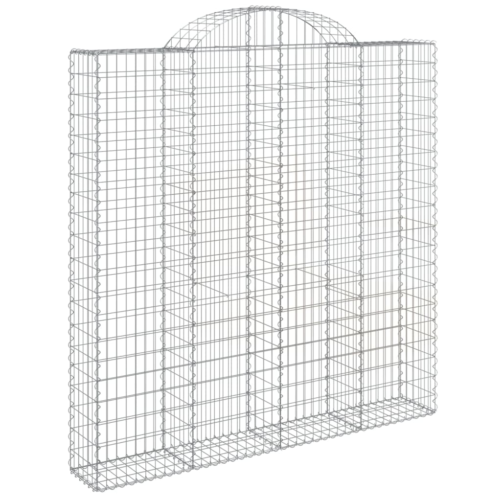 Vidaxl Cesta Gaviones Forma Arco Hierro Galvanizado 200 X 30 X 80/100 Cm