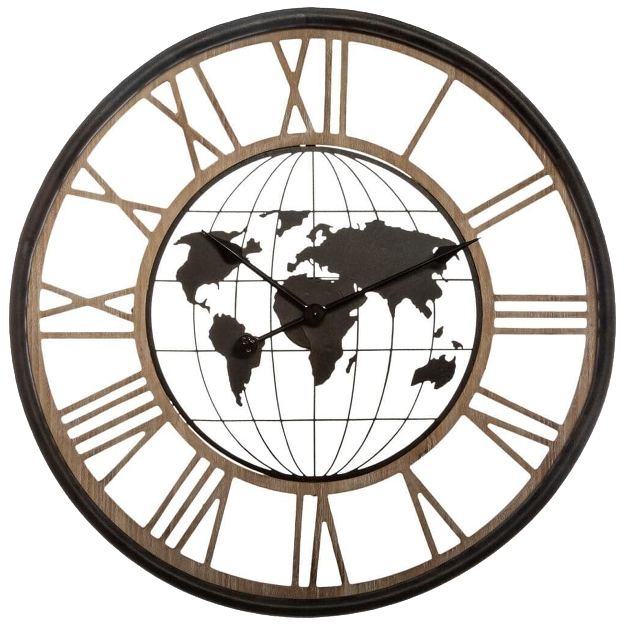 Atmosphera Reloj Mecánico Metálico Mapamundi Decoración Hogar y Negocio