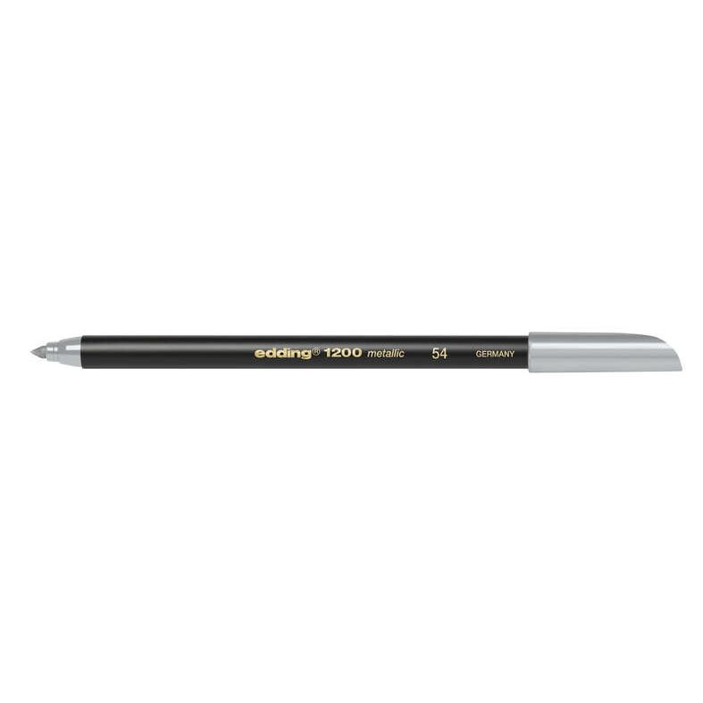 Edding 1200 rotulador permanente - punta redonda - trazo entre 1 y 3 mm. - tinta con base de agua - color plata (10 uds)