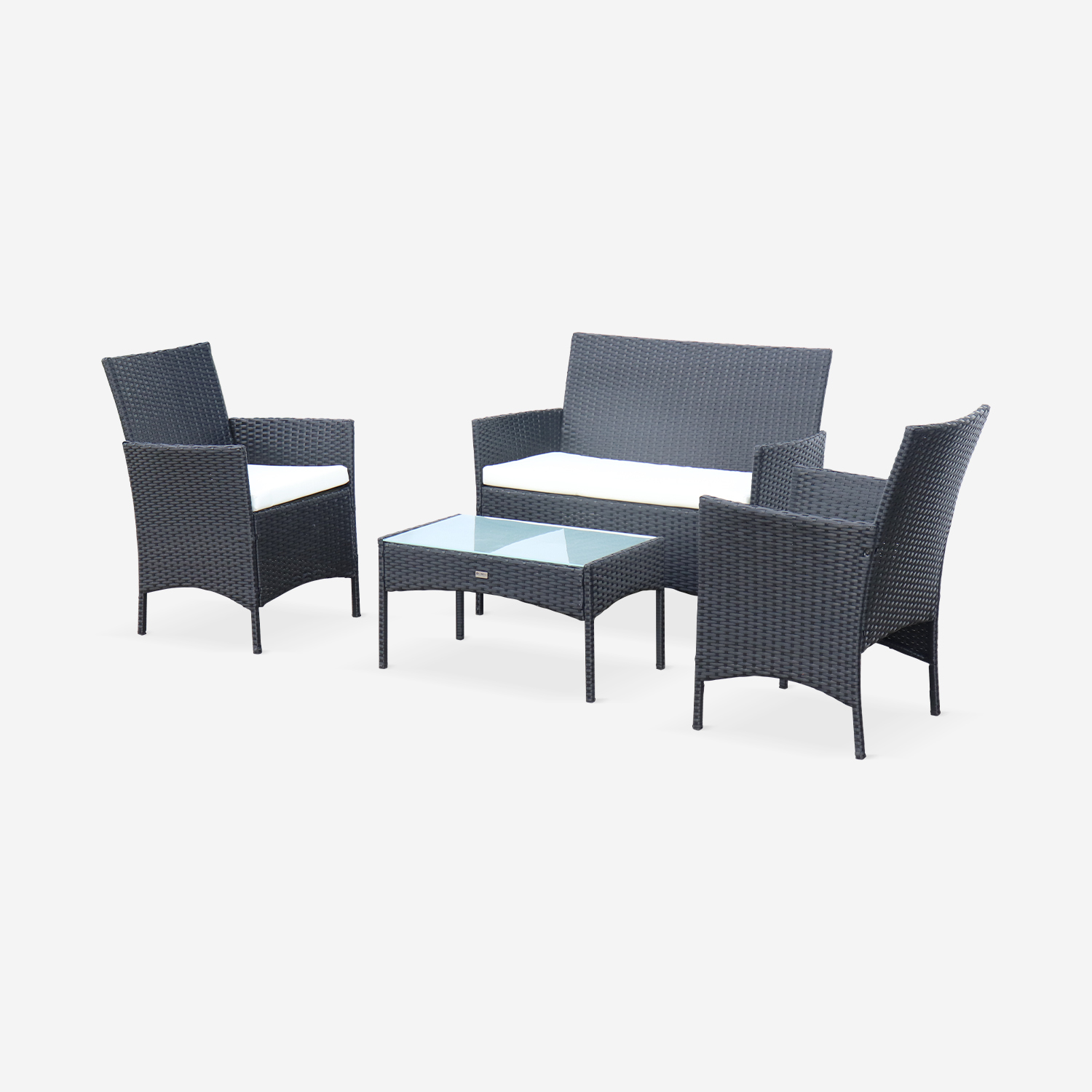 sweeek - Conjunto de jardín de resina tejida, 4 plazas , Moltes , 104x59x85