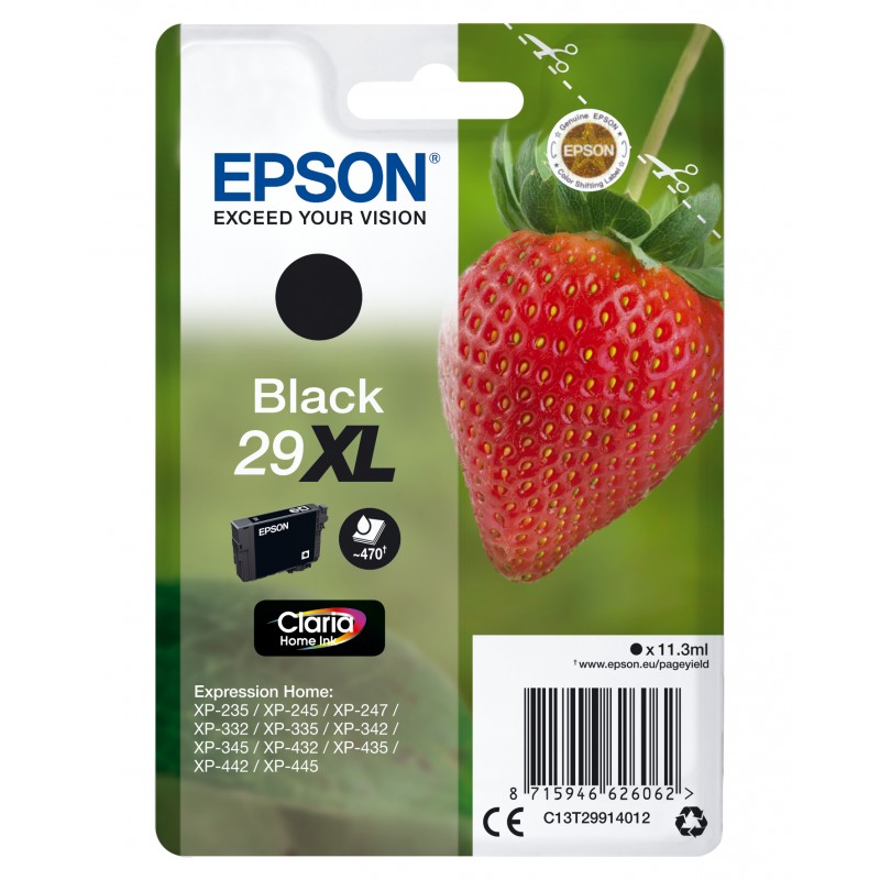 Epson - Strawberry Singlepack Black 29XL Claria Home Ink - C13T29914012 C13T29914012