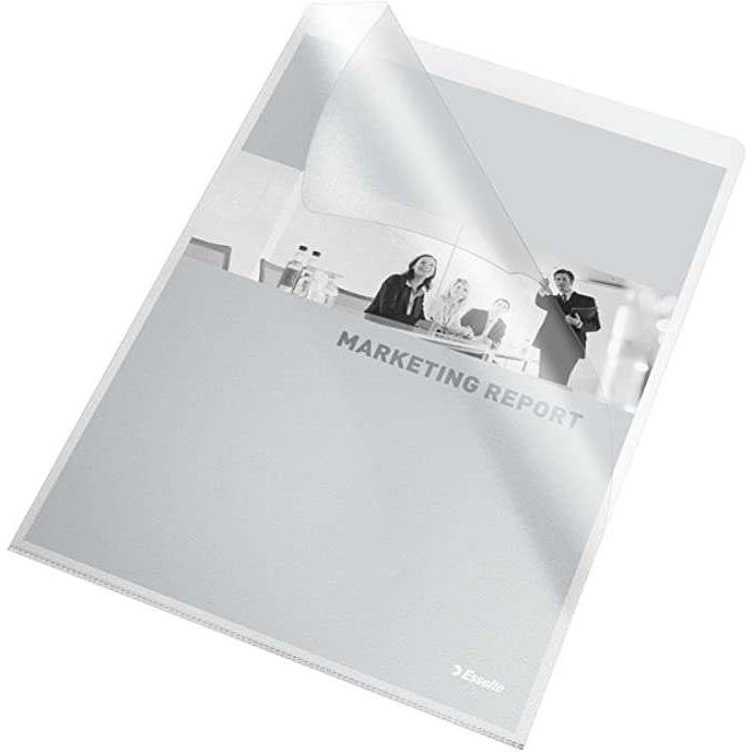 Esselte 30q caja de 100 dossiers uñero - formato folio - pvc flexible - grosos 140 micras - color transparente