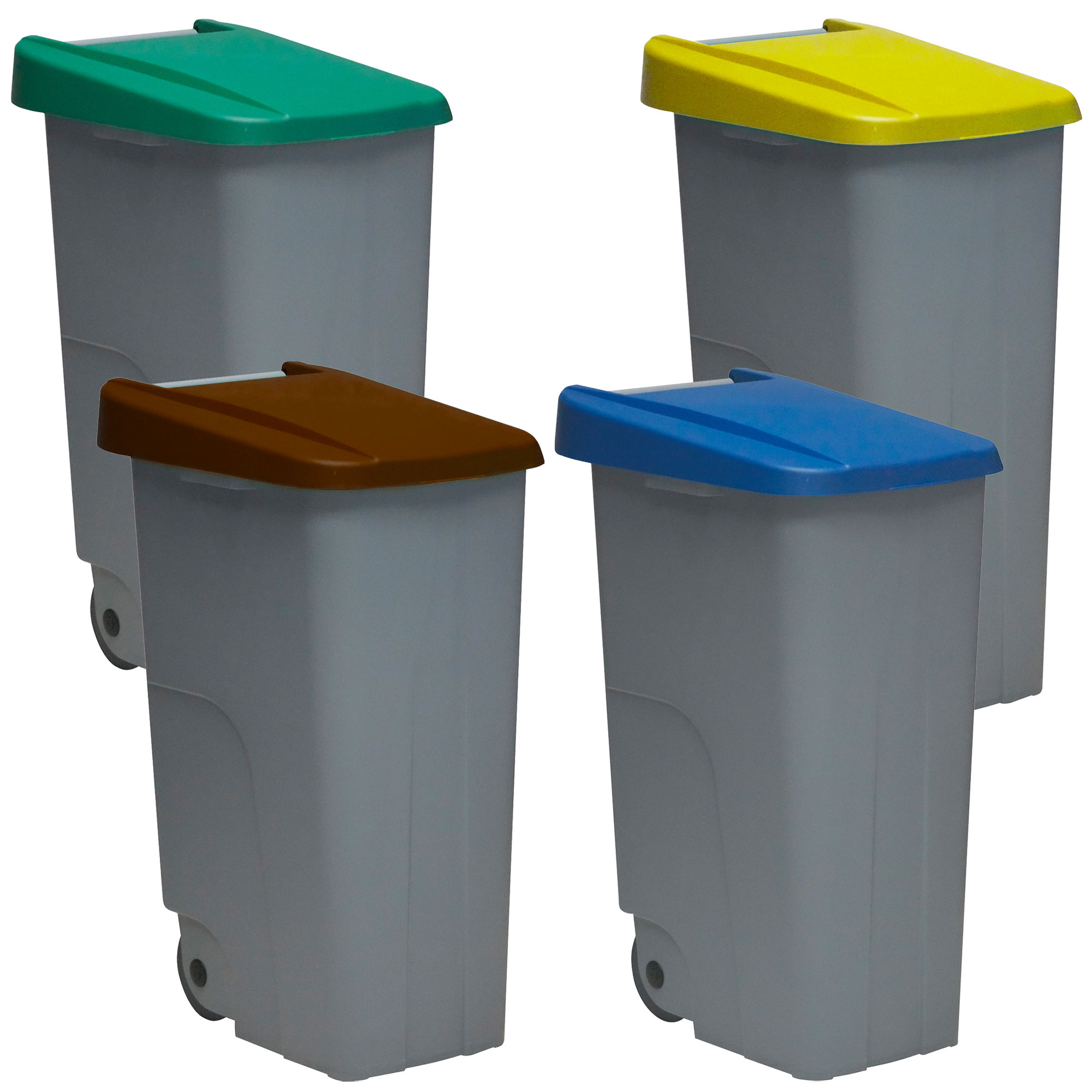 Denox Pack 4 Contenedores Reciclaje 85L Encajables con Ruedas