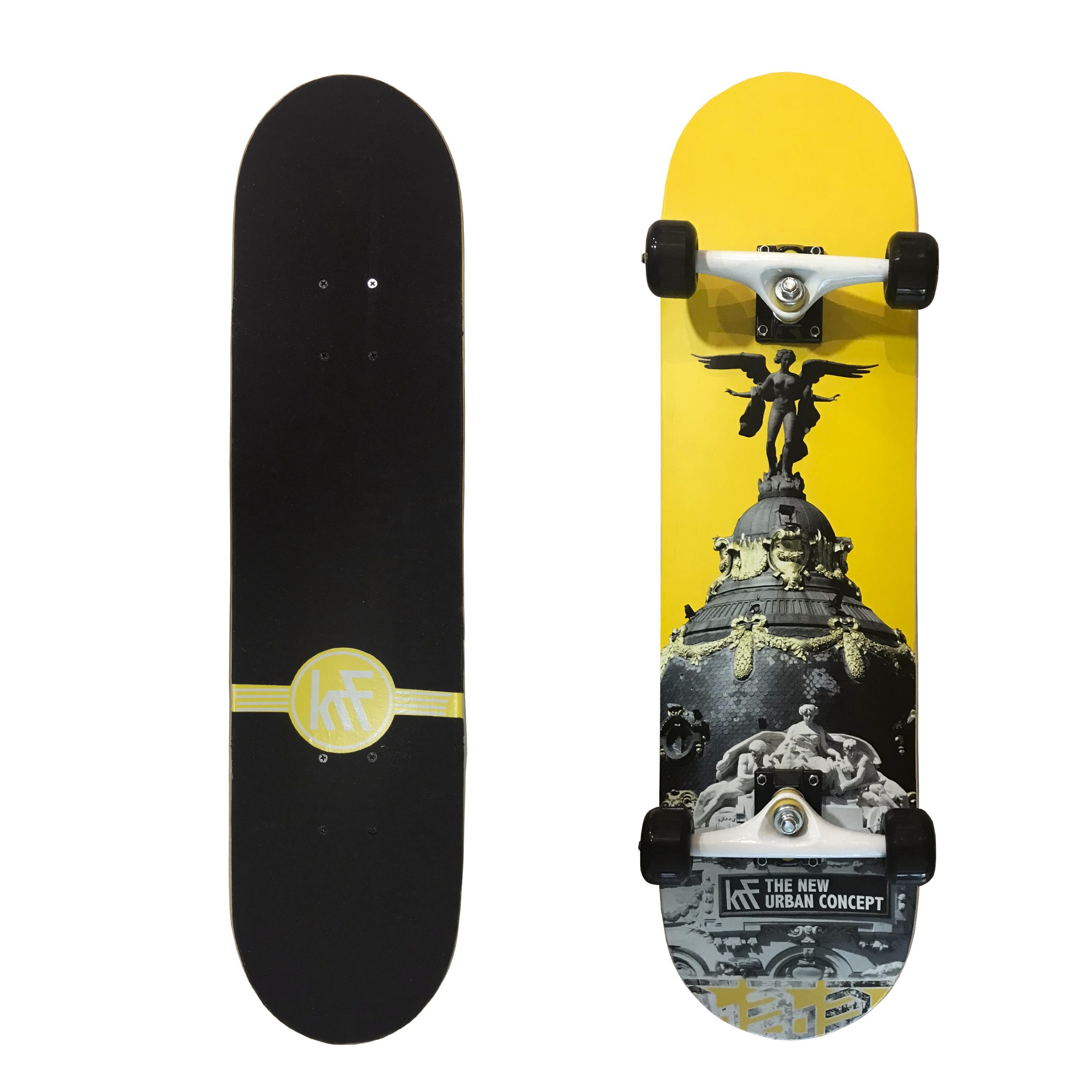 KRF The New Urban Concept Monopatín Metropolis Tabla de Madera Doble Kick Ruedas PU Casting