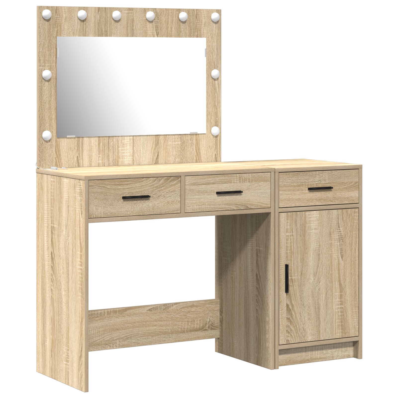 Conjunto de tocador de 2 piezas vidaXL con LED en madera de ingeniería de roble Sonoma