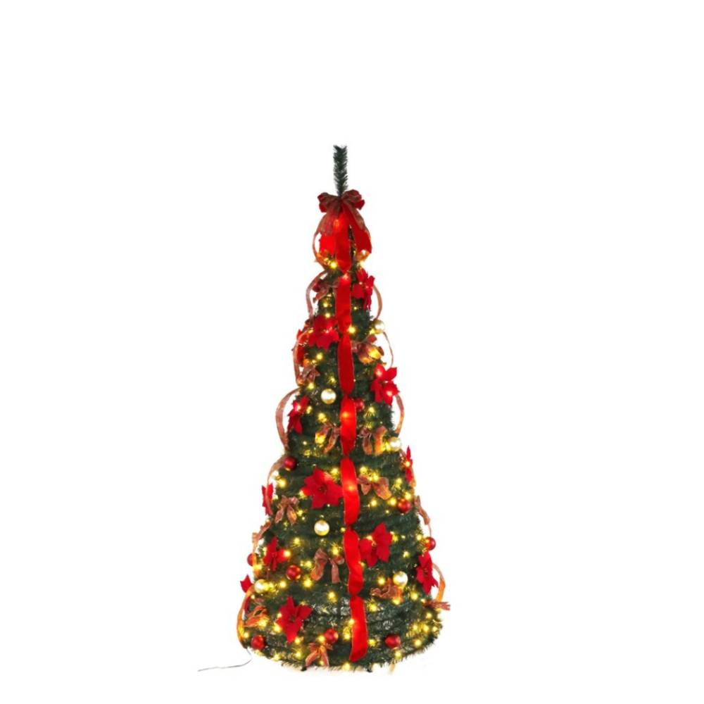 Gerimport Árbol Navidad con cinta y 250 led 81X210cm