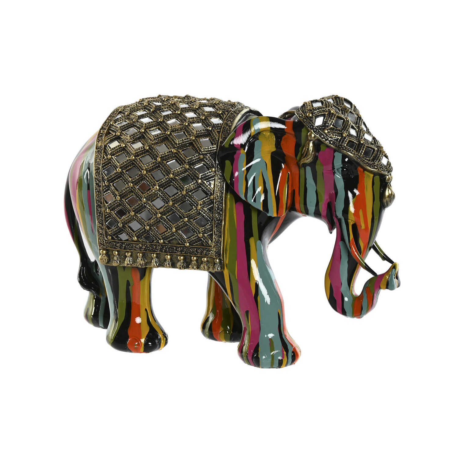 Figura resina 31x14x22 elefante multicolor , El mejor complemento para tu hogar.
