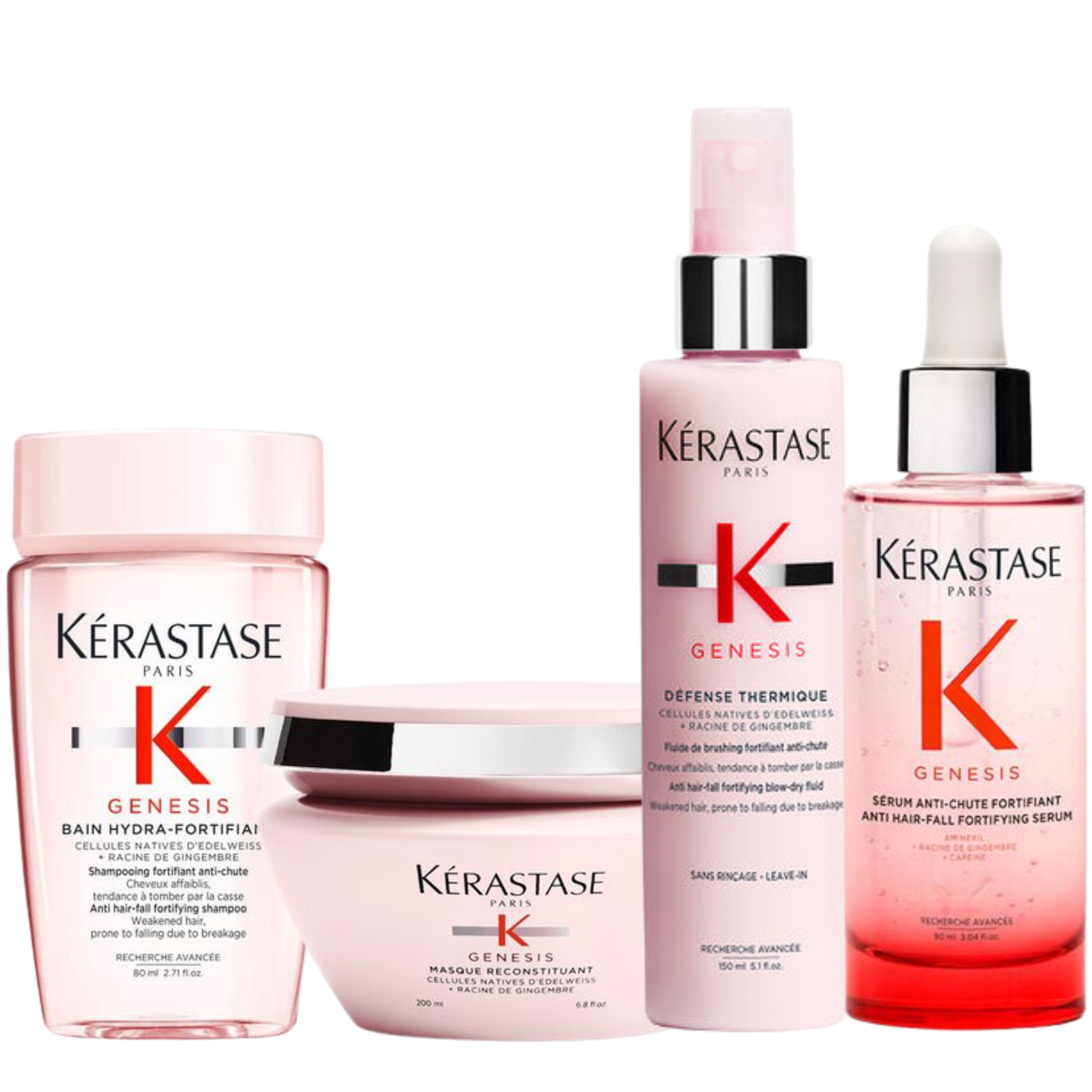 Pack Kérastase Genesis Anticaída – Rutina Completa Fortificante contra la Caída por Rotura con Champú, Mascarilla, Protector Térmico y Sérum Antichute