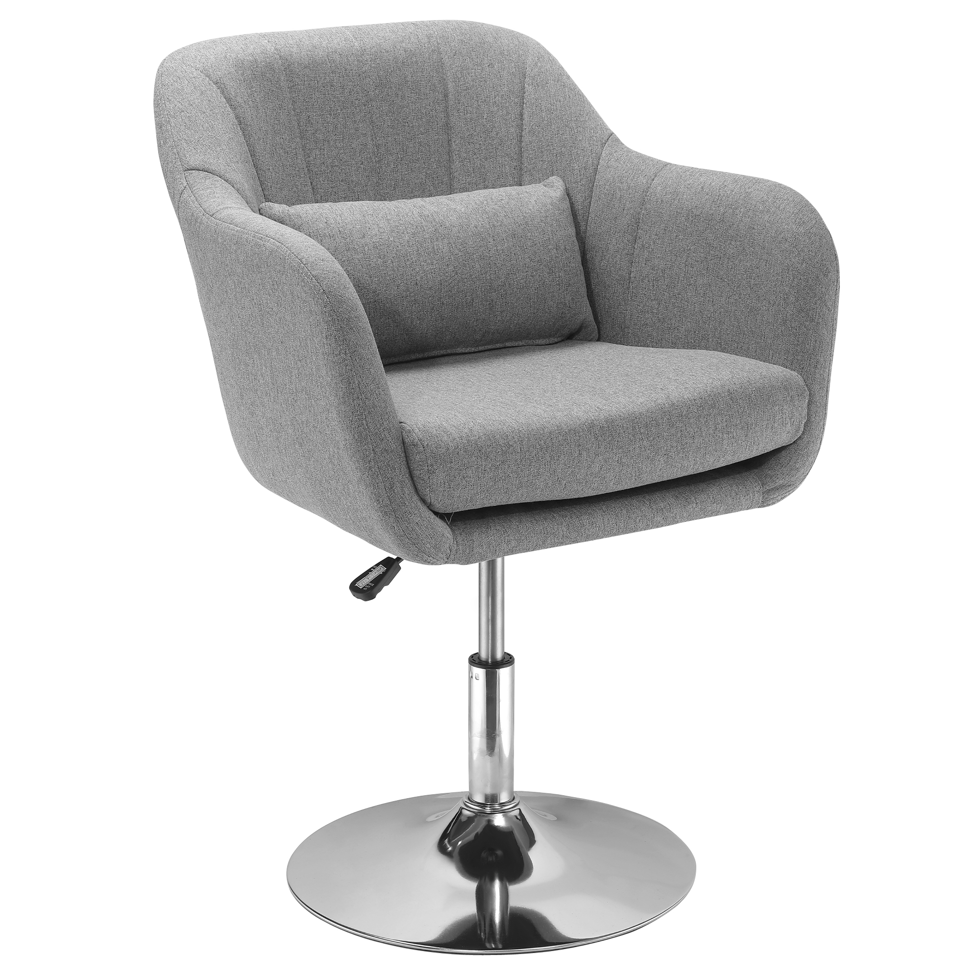Butaca de Dormitorio Moderna Butaca de Salón Giratoria Tapizado en Lino con Altura Ajustable Reposabrazos y Cojín Butaca para Sala de Estar Gris